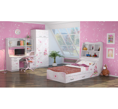 Детская комната Принцесса. Набор №6 с кроватью 190х90 см с ящиком или спальным местом